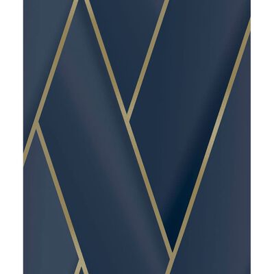DUTCH WALLCOVERINGS Papier peint Geometric Bleu et doré