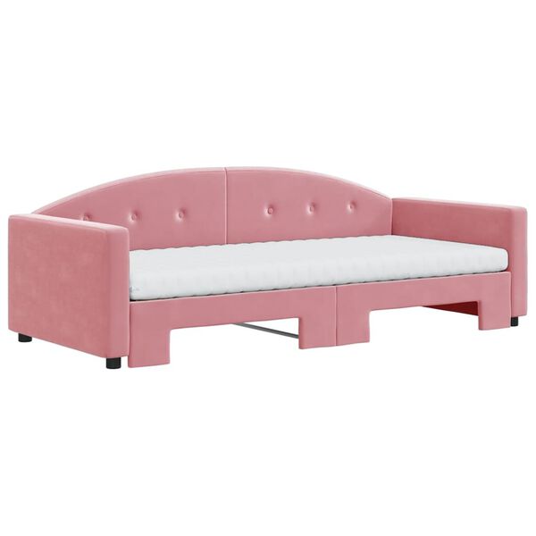 vidaXL Lit de jour avec gigogne et matelas rose 90x200 cm velours
