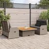 vidaXL Salon de jardin 3 pcs avec coussins Gris R&eacute;sine tress&eacute;e