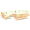 vidaXL Salon de jardin 9 pcs avec coussins cr&egrave;me bois de pin massif