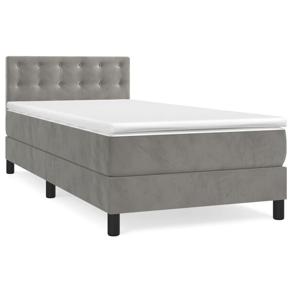 vidaXL Sommier &agrave; lattes de lit et matelas Gris clair 80x200 cm Velours