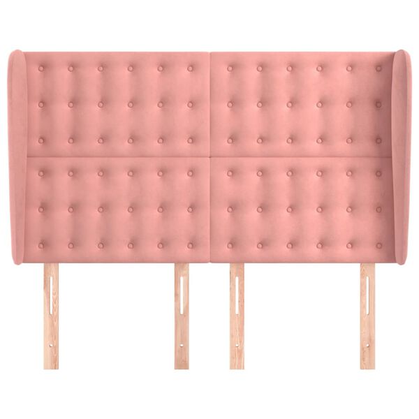 vidaXL T&ecirc;te de lit avec oreilles Rose 147x23x118/128 cm Velours