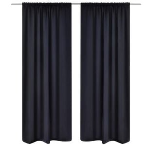 2 pcs Rideau Blackout Occultant Noir T&ecirc;te &agrave; Fente 135 x 245 cm