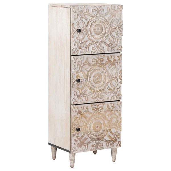 vidaXL Buffet Haut Blanc 40 x 33,5 x 110 cm Bois de mangue massif