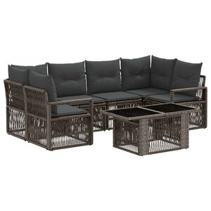 vidaXL Ensemble de canap&eacute; de jardin 7 pc Gris et Gris fonc&eacute; polyrotin