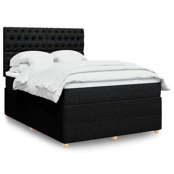 vidaXL Sommier &agrave; lattes de lit avec matelas Noir 140x200 cm Tissu