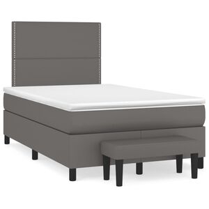 vidaXL Sommier &agrave; lattes de lit avec matelas Gris 120x200 cm Similicuir