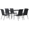 vidaXL Ensemble &agrave; manger de jardin 7 pcs noir textil&egrave;ne et acier