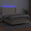 vidaXL Sommier à lattes de lit matelas LED Crème 140x190 cm Similicuir