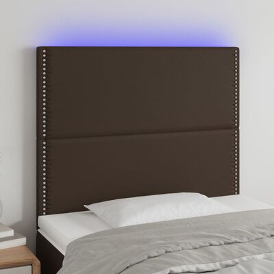 vidaXL Tête de lit à LED Marron 90x5x118/128 cm Similicuir