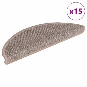 vidaXL Tapis d'escalier 15 pi&egrave;ces 56 x 17 x 3 cm Beige fonc&eacute; Demi-rond