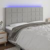 vidaXL T&ecirc;te de lit &agrave; LED Gris clair 180x5x118/128 cm Tissu