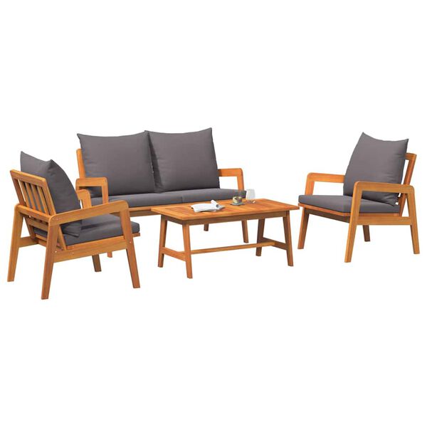 vidaXL Ensemble bistrot avec coussin 4 pcs Marron Bois d'Acacia Massif