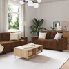 vidaXL Canapé 3 pcs Marron Tissu en lin mélangé
