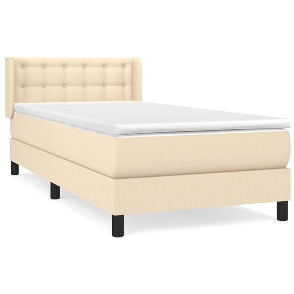 vidaXL Sommier &agrave; lattes de lit avec matelas Cr&egrave;me 100x200 cm Tissu