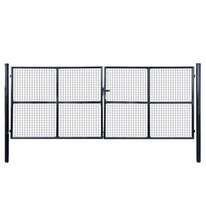 vidaXL Portail de jardin grillag&eacute; en acier galvanis&eacute; gris 400 x 150 cm