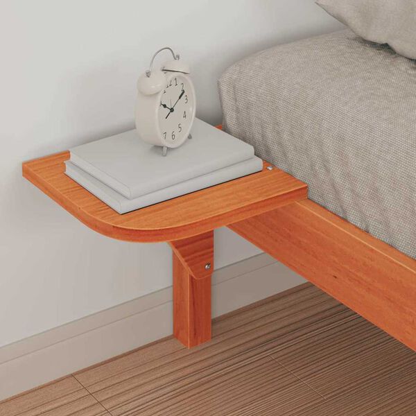 vidaXL Cadre de lit avec tables de chevet Brun cire 80 x 210 cm