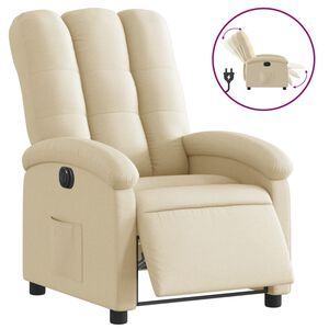 vidaXL Fauteuil inclinable &eacute;lectrique Cr&egrave;me Tissu