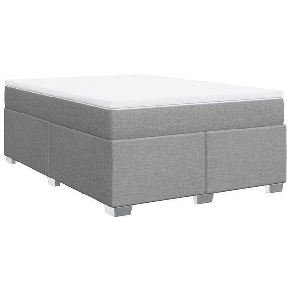 vidaXL Sommier &agrave; lattes de lit avec matelas Gris clair 140x200cm Tissu