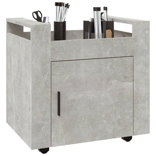 vidaXL Chariot de bureau Gris b&eacute;ton 60x45x60 cm Bois d'ing&eacute;nierie