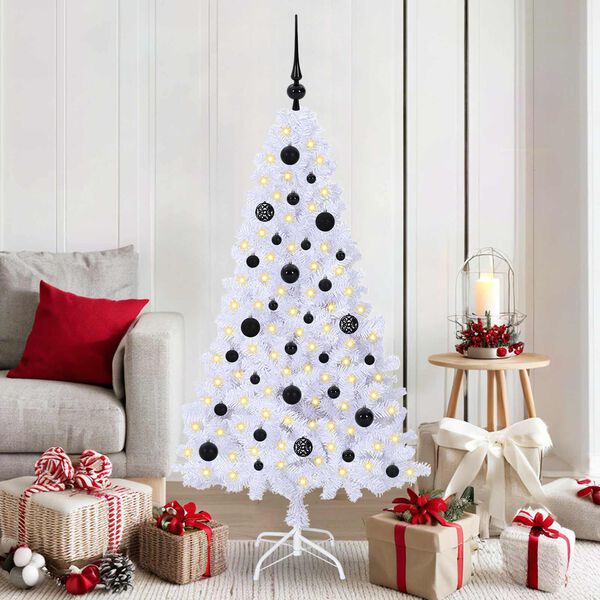 vidaXL Sapin de No&euml;l artificiel avec 150 LED Blanc 150 cm PVC et Acier