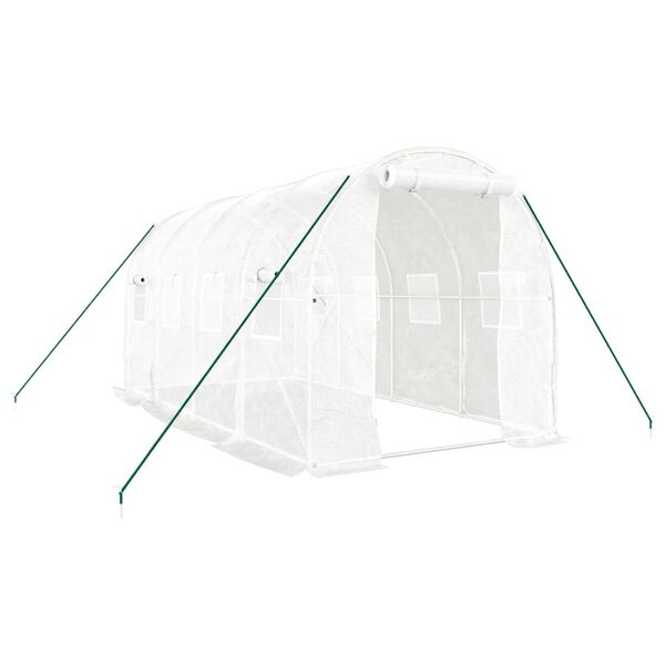 vidaXL Serre avec cadre en acier blanc 8 m&sup2; 4x2x2 m