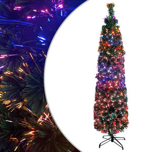 vidaXL Arbre de No&euml;l artificiel mince et support 150 cm fibre optique