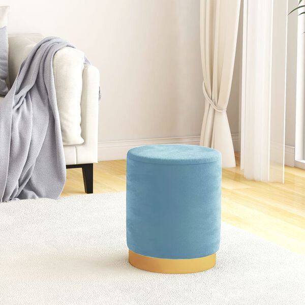 vidaXL Tabouret de rangement rond Bleu clair Velours 31 x 37 cm
