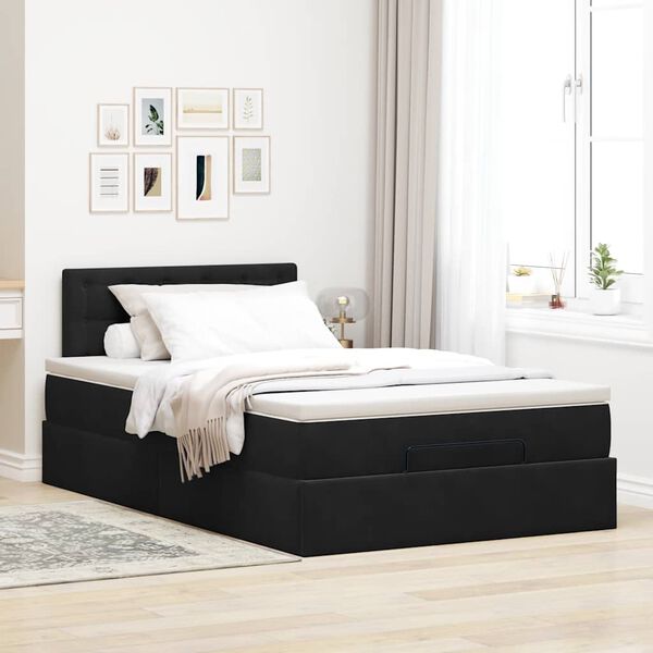 vidaXL Lit ottoman avec matelas et LED noir 120x190 cm velours
