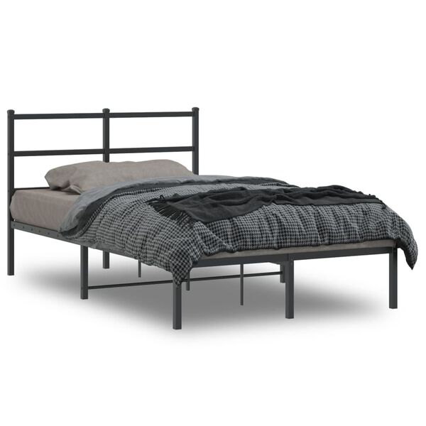 vidaXL Cadre de lit m&eacute;tal sans matelas avec t&ecirc;te de lit noir 120x190cm