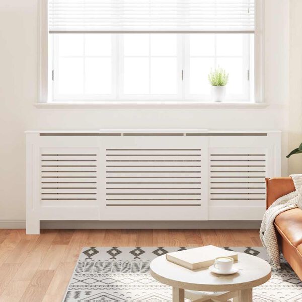 vidaXL Cache-radiateur MDF Blanc 205 cm
