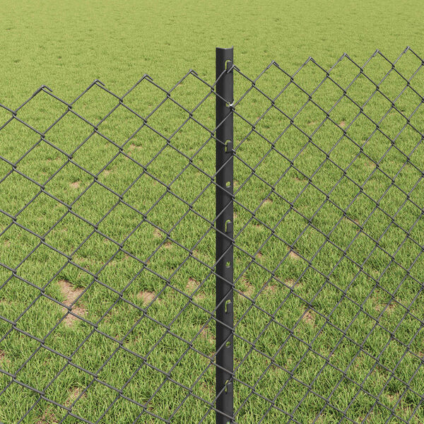 vidaXL Cl&ocirc;ture avec poteau Gris 1 x 25 m Acier et PVC