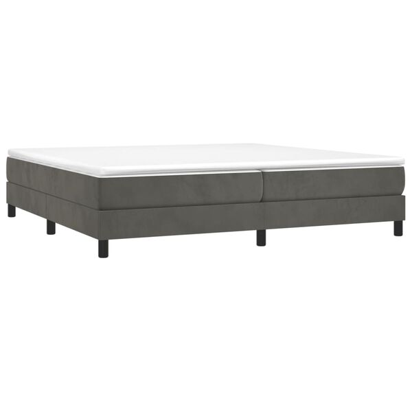 vidaXL Sommier &agrave; lattes de lit et matelas Gris fonc&eacute; 200x200cm Velours