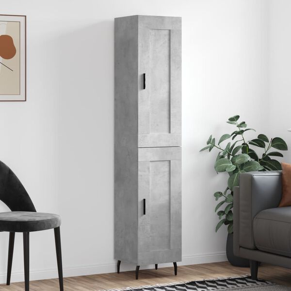 vidaXL Buffet haut Gris b&eacute;ton 34,5x34x180 cm Bois d'ing&eacute;nierie