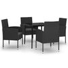 vidaXL Ensemble &agrave; manger de jardin 5 pcs Noir