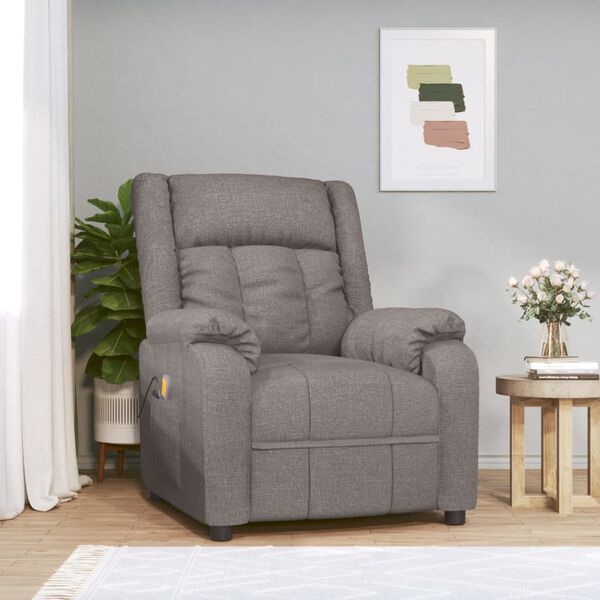 vidaXL Fauteuil de massage Taupe Tissu