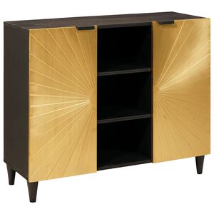 vidaXL Meuble d'appoint avec &eacute;tag&egrave;re Noir et or 90 x 33,5 x 75 cm