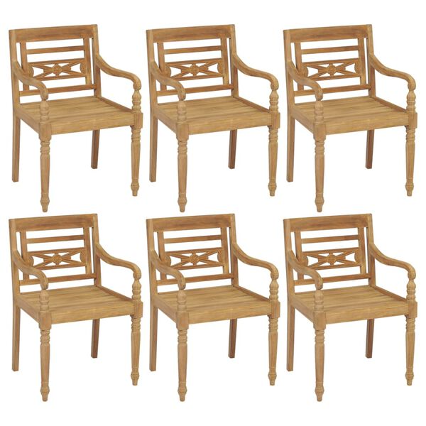 vidaXL Chaises Batavia lot de 6 Bois de teck solide