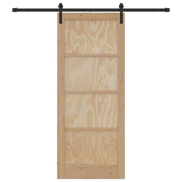 vidaXL Porte coulissante Naturel et Noir 86 x 211 cm Pin massif