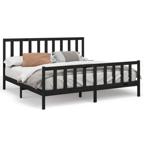 vidaXL Cadre de lit sans matelas noir 180x200 cm bois massif de pin
