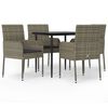 vidaXL Ensemble &agrave; manger de jardin coussins 5 pcs noir et gris