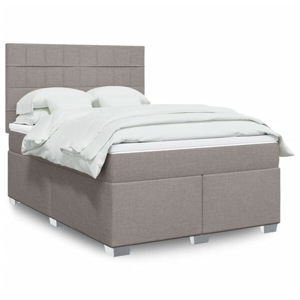 vidaXL Sommier &agrave; lattes de lit avec matelas Taupe 160x200 cm Tissu