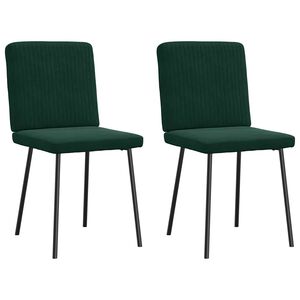 vidaXL Chaises &agrave; manger lot de 2 Vert fonc&eacute; Velours