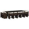 vidaXL Ensemble &agrave; manger de jardin avec coussins 15 pcs marron rotin