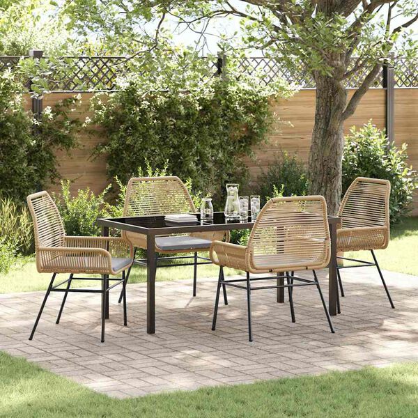 vidaXL Ensemble de salle &agrave; manger pour jardin 5 pcs Marron polyrotin