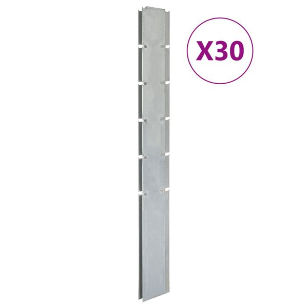 vidaXL Poteaux de cl&ocirc;ture 30 pcs argent&eacute; 160 cm&nbsp;acier galvanis&eacute;