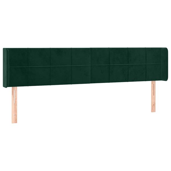 vidaXL T&ecirc;te de lit avec oreilles Vert fonc&eacute; 163x16x78/88 cm Velours