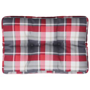 vidaXL Coussin de palette motif &agrave; carreaux rouge 60x40x12 cm tissu