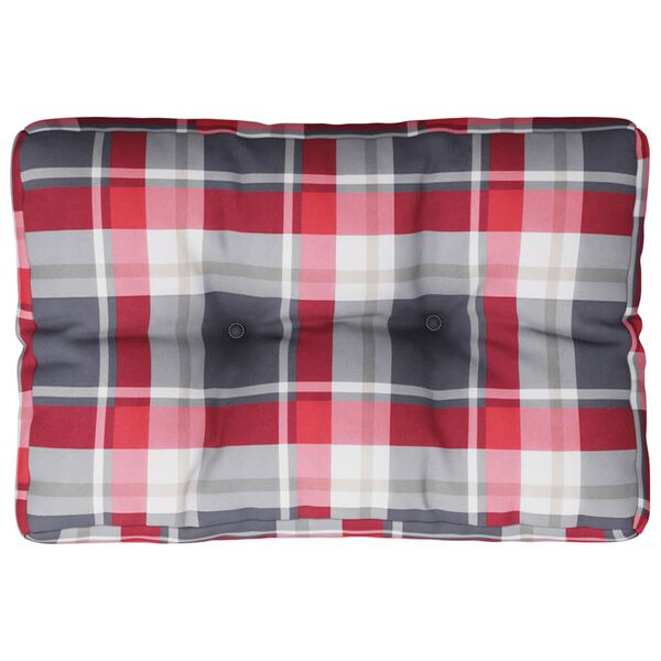 vidaXL Coussin de palette motif &agrave; carreaux rouge 60x40x12 cm tissu