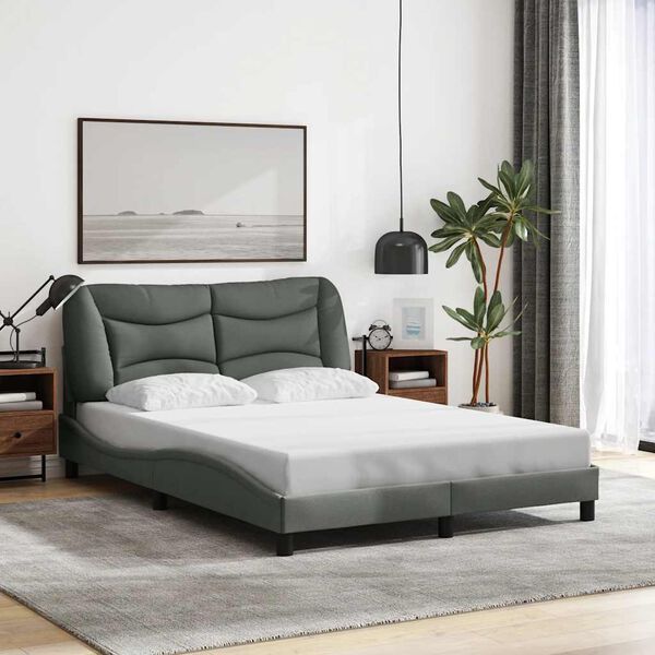 vidaXL Cadre de lit sans matelas Hvar gris fonc&eacute; 120x200 cm tissu